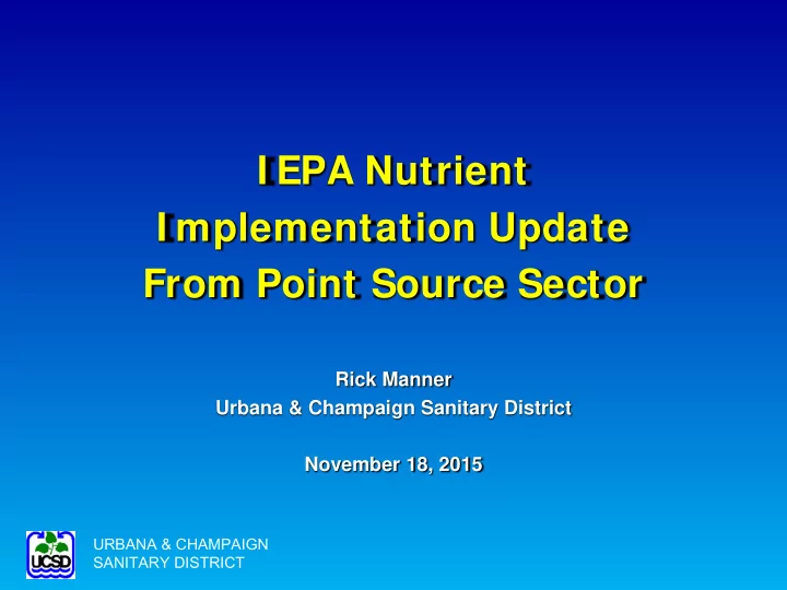 i epa nutrient i mplementation update from point source