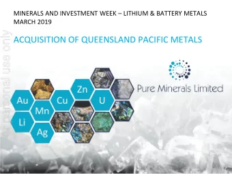 For personal use only  ACQUISITION OF QUEENSLAND PACIFIC METALS  DISCLAIMER  For personal use only