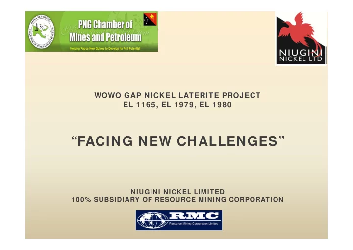 facing new challenges