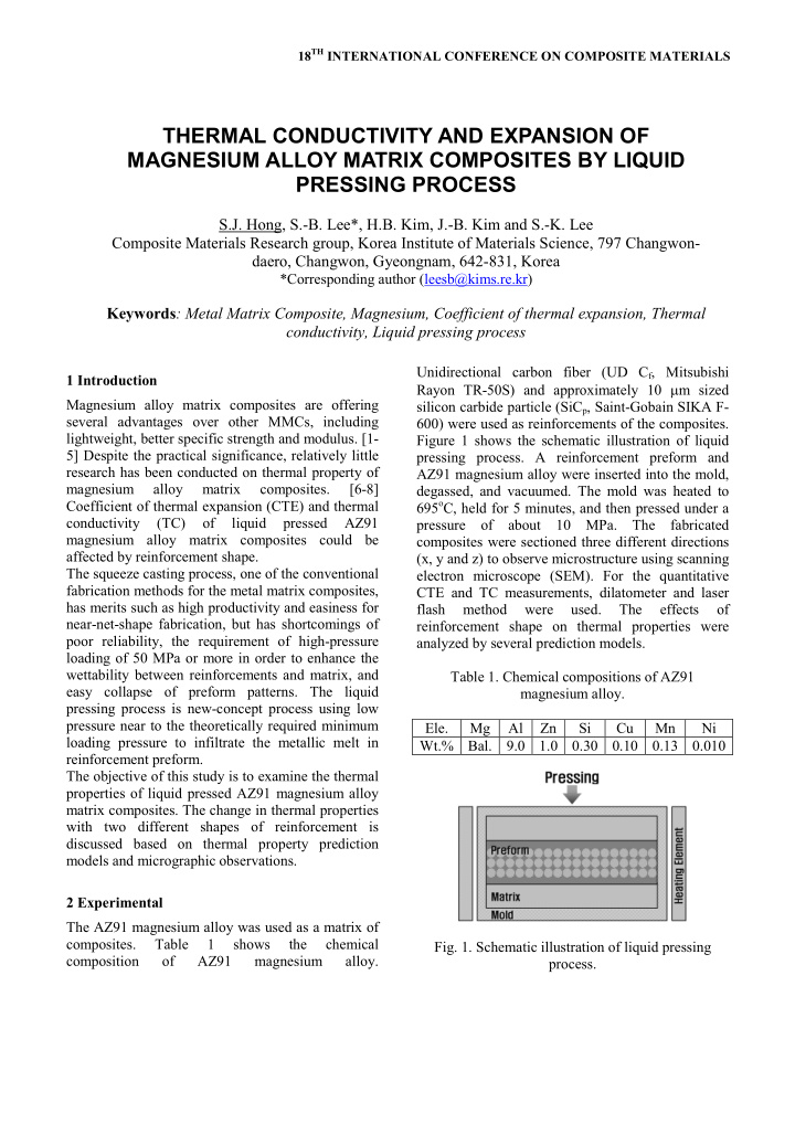 thermal conductivity and expansion of magnesium alloy