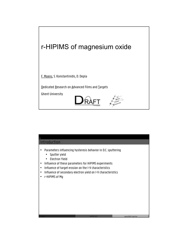 r hipims of magnesium oxide