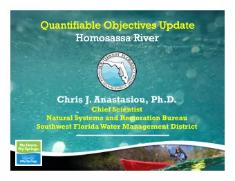 Quantifiable Objectives Update  Quantifiable Objectives Update  Homosassa River  Homosassa River