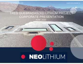 TRES QUEBRADAS(3Q) LITHIUM PROJECT  CORPORATE PRESENTATION  AGM  2020  FORWARD-LOOKING AND