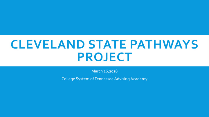 cleveland state pathways project