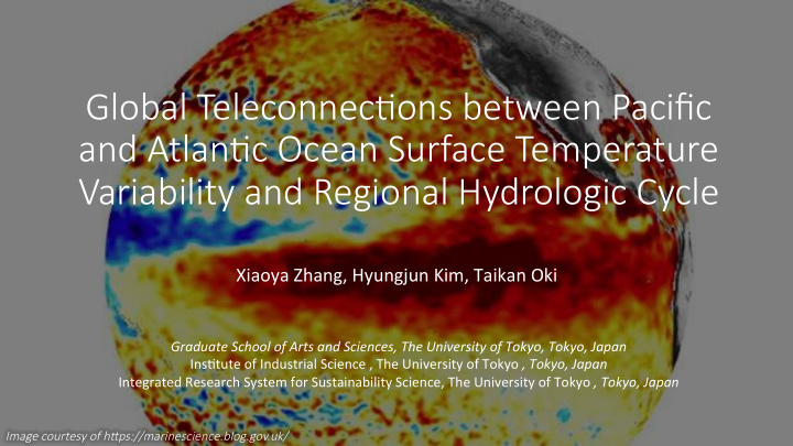 global teleconnec ons between pacific and atlan c ocean