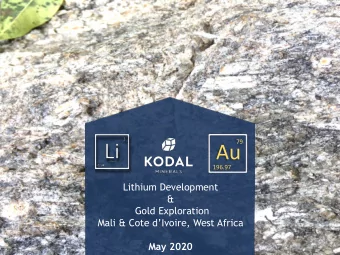 Au  196.97  Lithium Development  &amp;  Gold Exploration  Mali &amp; Cote dIvoire, West Africa