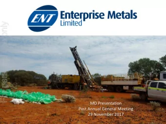 For personal use only  MD Presentation  Post Annual General Meeting  29 November 2017  Important