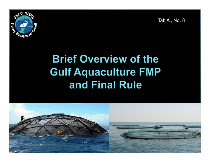 tab a no 8 gulf aquaculture permit gap required to