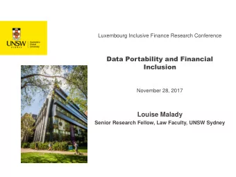 Inclusion  November 28, 2017  Louise Malady  Senior Research Fellow, Law Faculty, UNSW Sydney