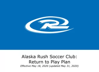 Alaska Rush Soccer Club:  Return to Play Plan  Effective May 18, 2020 (updated May 31, 2020)