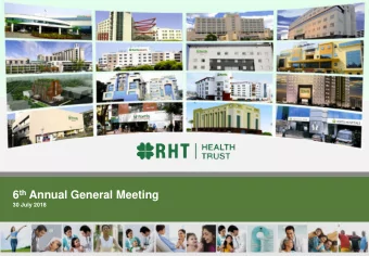 RHT  30 July 2018  STRICTLY PRIVATE AND CONFIDENTIAL  Disclaimer  This presentation may contain