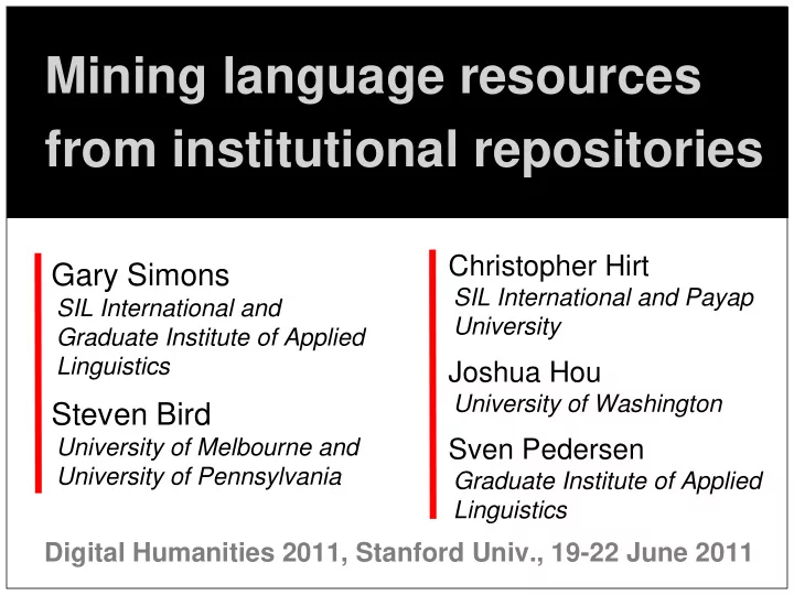mining language resources from institutional repositories