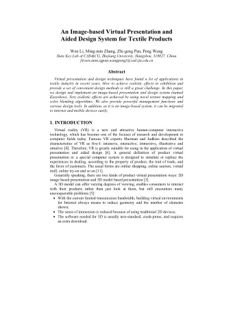 An Image-based Virtual Presentation and  Aided Design System for Textile Products  Wen Li, Ming-min