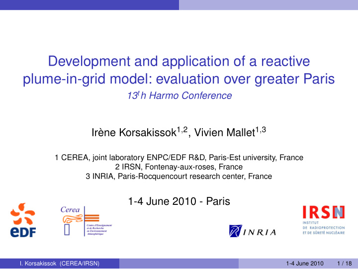 development and application of a reactive plume in grid