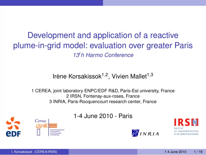 development and application of a reactive plume in grid