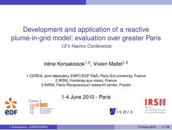 Development and application of a reactive  plume-in-grid model: evaluation over greater Paris 13 t
