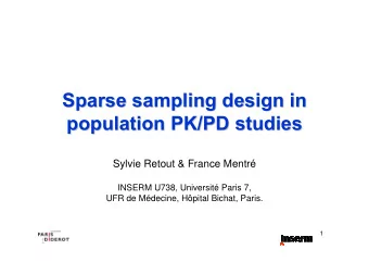 Sparse sampling  sampling design in  design in  Sparse  population PK/PD studies  studies