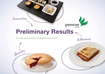 Preliminary Results  for the year ended 24 September 2010  2010 Results Highlights  Highlights