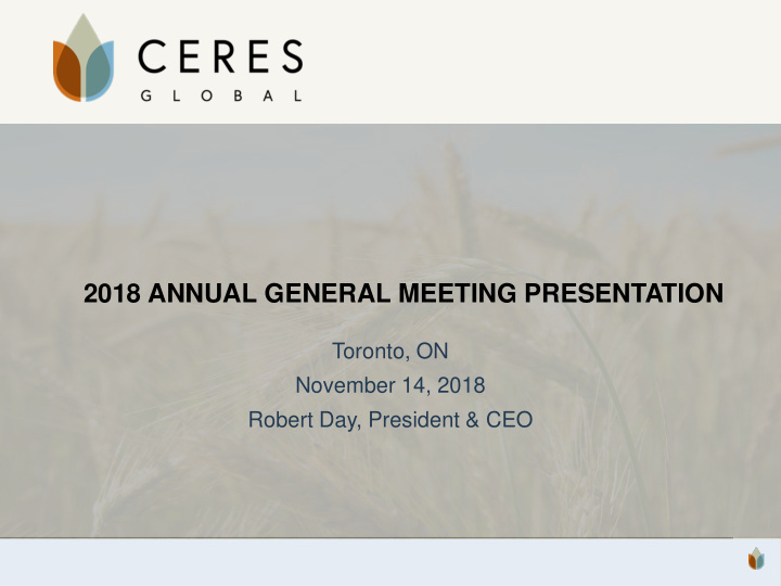 2018 annual general meeting presentation