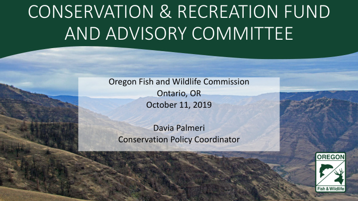 conservation recreation fund and advisory committee