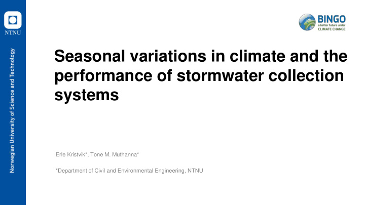 performance of stormwater collection