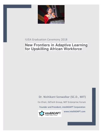 New Frontiers in Adaptive Learning for Upskilling African Workforce  Dr. Nishikant Sonwalkar