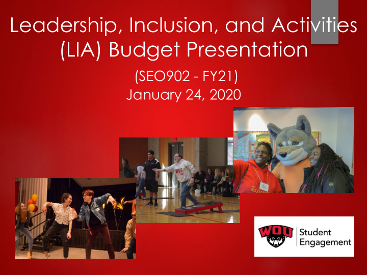 leadership inclusion and activities lia budget