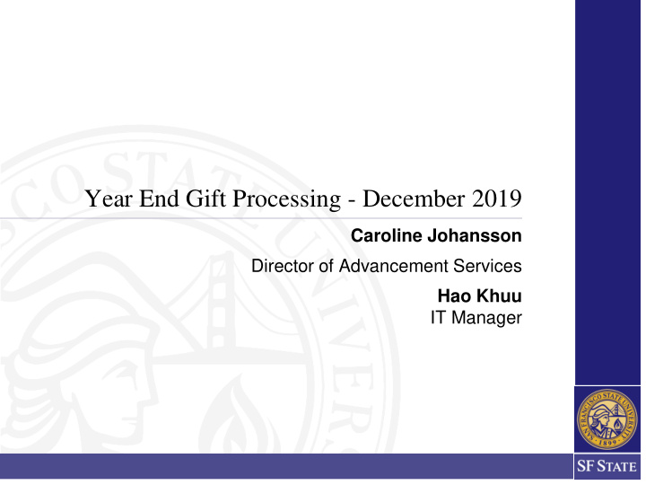 year end gift processing december 2019