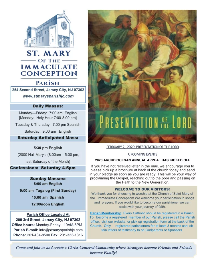 stmarysparishjc com daily masses