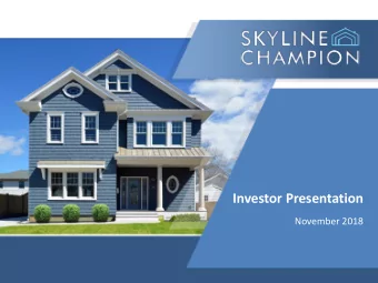 Investor Presentation  November 2018  DISCLAIMER  FORWARD-LOOKING STATEMENTS  Statements in this