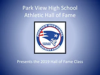 Park View High School  Athletic Hall of Fame  Presents the 2019 Hall of Fame Class  Mark Bauer