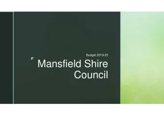 Mansfield Shire  Budget 2019-20  Council  Budget 2019-20    Overview  Rate Cap Application