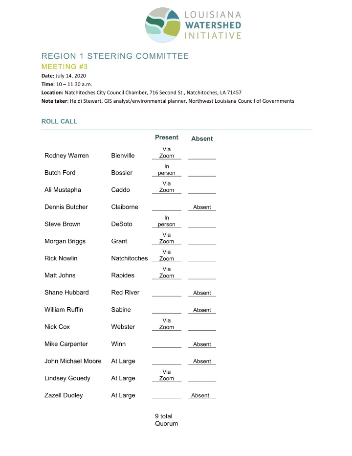 region 1 steering committee