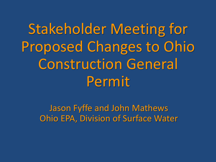 stakeholder meeting for proposed changes to ohio