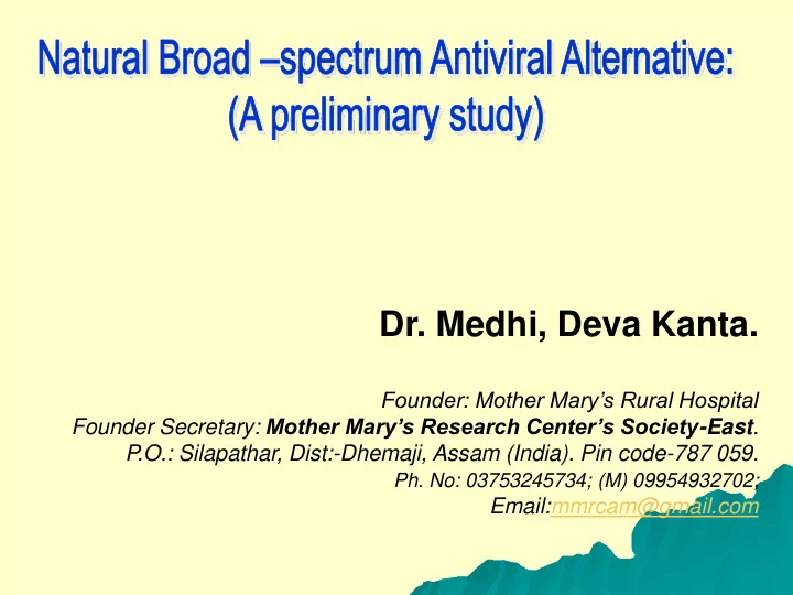 dr medhi deva kanta