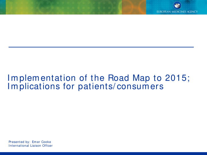 implementation of the road map to 2015 implications for