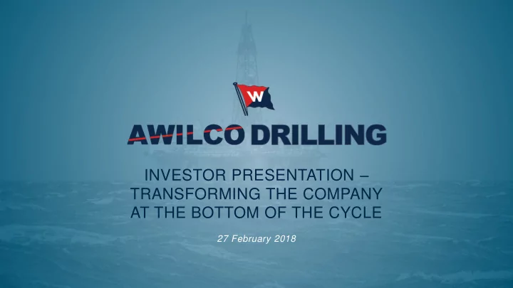 investor presentation transforming the company at the