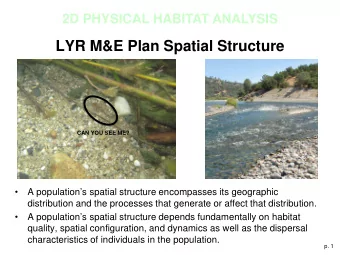 LYR M&amp;E Plan Spatial Structure  CAN YOU SEE ME?    A populations spatial structure