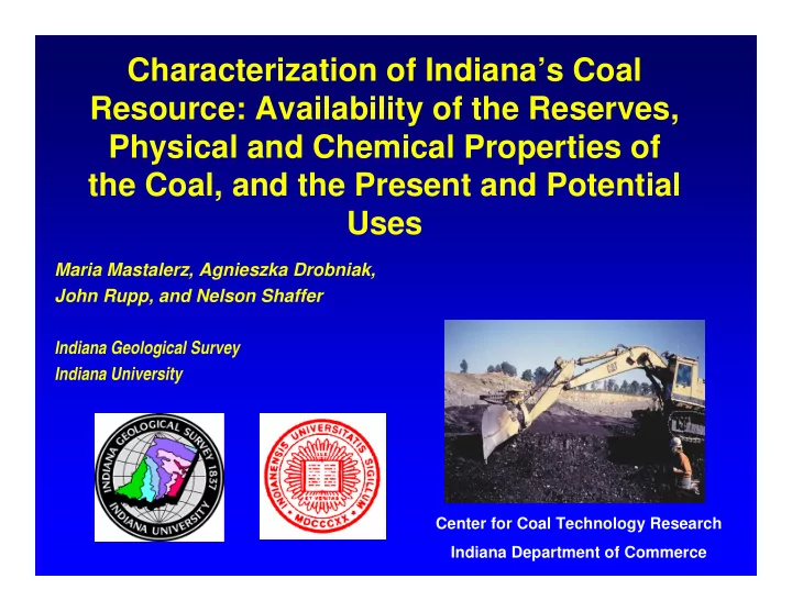 characterization of indiana s coal resource availability