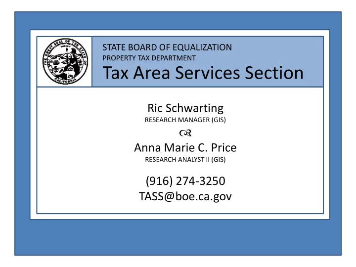 tax area services section