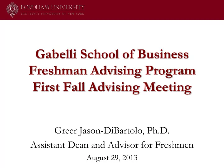 freshman advising program
