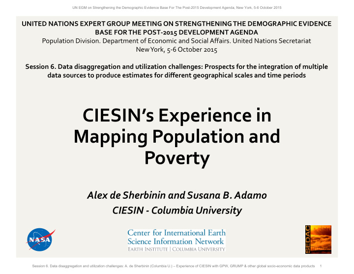 ciesin s experience in mapping population and poverty