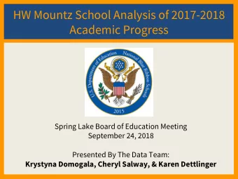 HW Mountz School Analysis of 2017-2018  Academic Progress  Spring Lake Board of Education Meeting