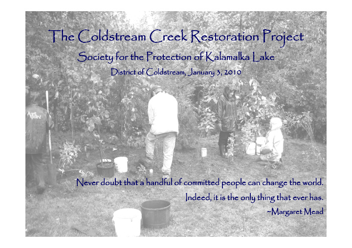 the coldstream creek restoration project the coldstream