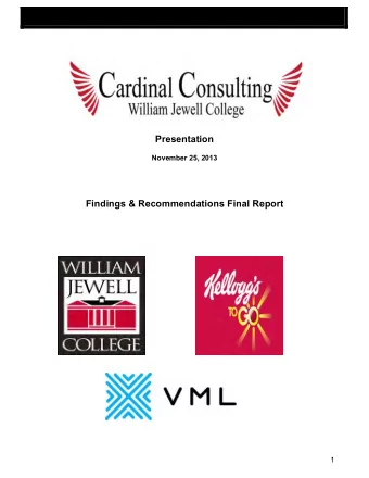 Presentation  November 25, 2013  Findings &amp; Recommendations Final Report