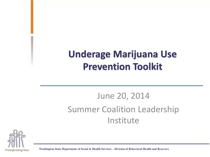 underage marijuana use prevention toolkit