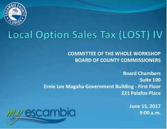 COMMITTEE OF THE WHOLE WORKSHOP  BOARD OF COUNTY COMMISSIONERS  Board Chambers  Suite 100  Ernie