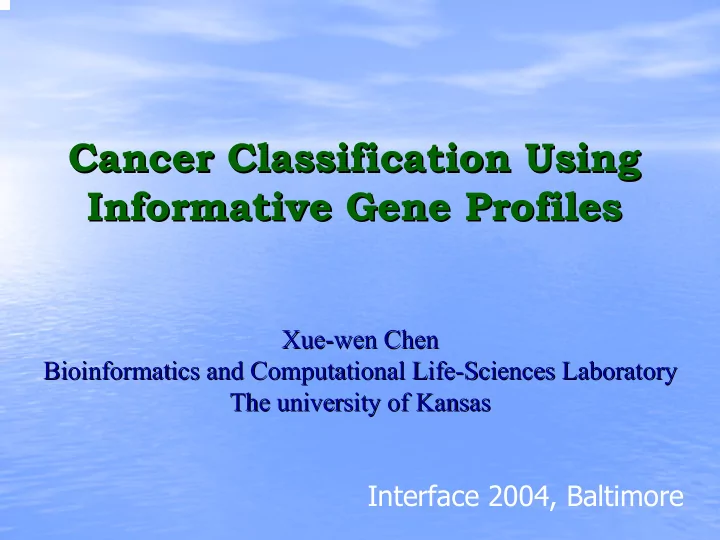 cancer classification using cancer classification using