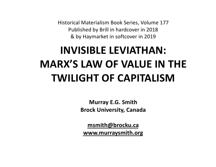 invisible leviathan marx s law of value in the twilight