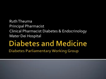 Principal Pharmacist  Clinical Pharmacist Diabetes &amp; Endocrinology  Mater Dei Hospital  To